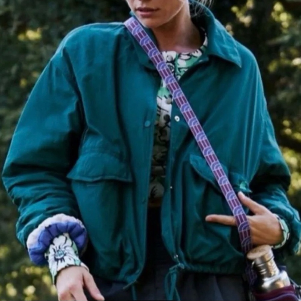 Free people green bomber puffer jacket